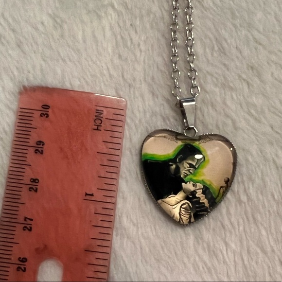 Frankenstein monster and bride heart necklace - Picture 1 of 4